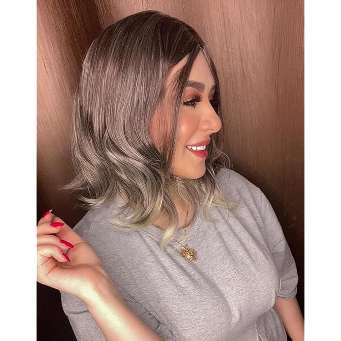 DILLARDS Synthetic Gray Ombre Wig, Medium Length Wavy Style, Heat Resistant Fiber, Natural Looking Side Part, Cosplay Fashion Hair Piece - Image 2